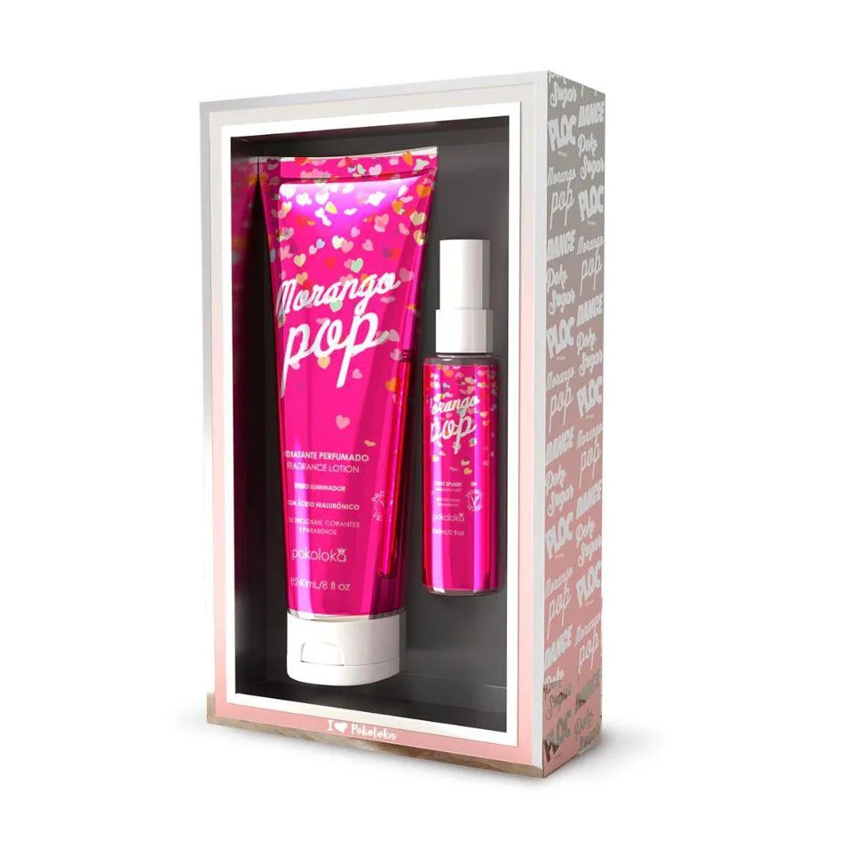 Kit Loka Silver Morango Pop ( Loção Hidratante 240ml + Body Splash 60ml ) - Pokoloka