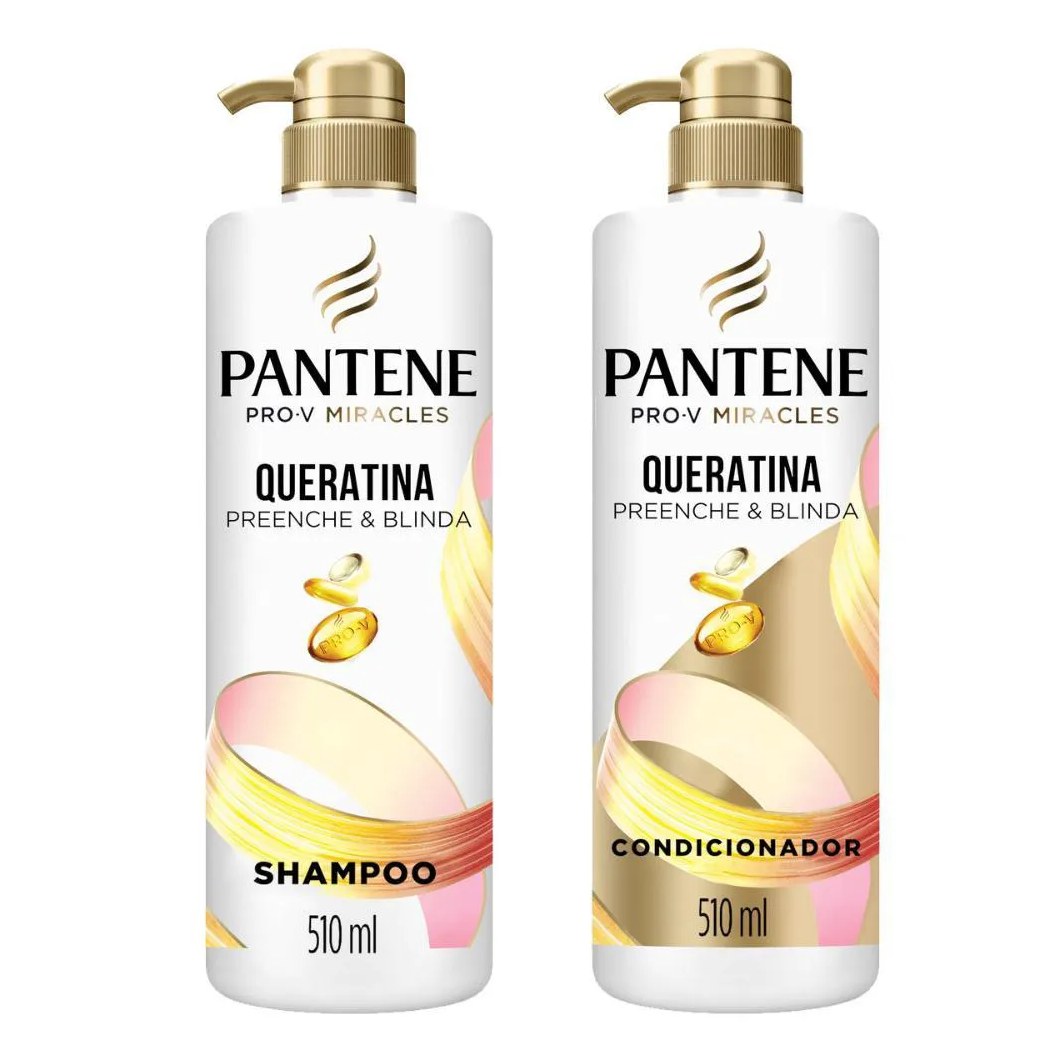 Kit Shampoo Pantene Queratina 510ml + Condicionador Pantene Queratina 510ml