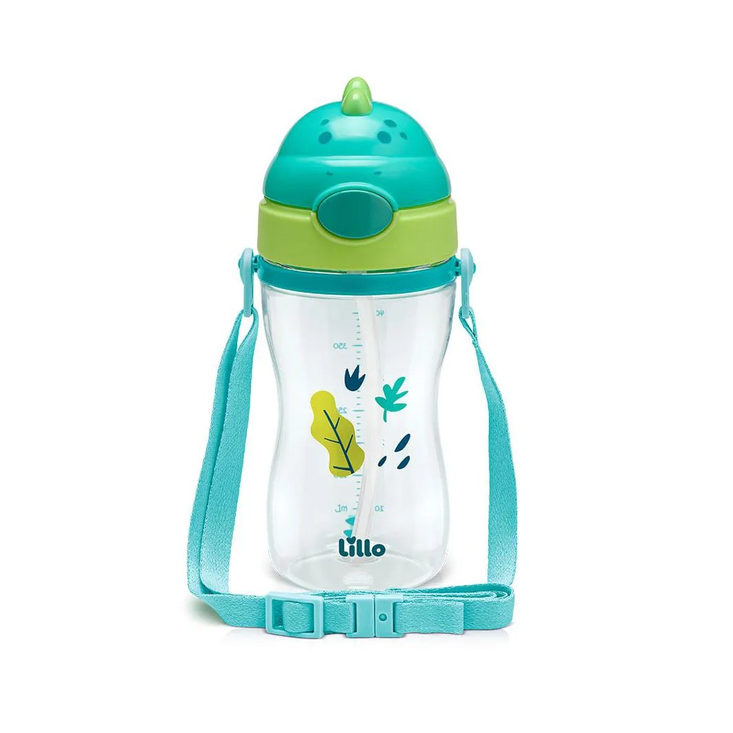 Copo Infantil Tritan C/ Alça e Canudo Dinossauro 400Ml Lillo