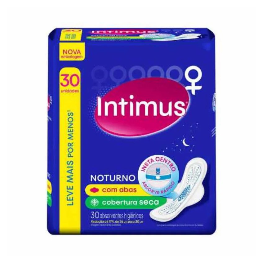 Absorvente Intimus Noturno Seca com Abas - Leve Mais por Menos 30 unidades