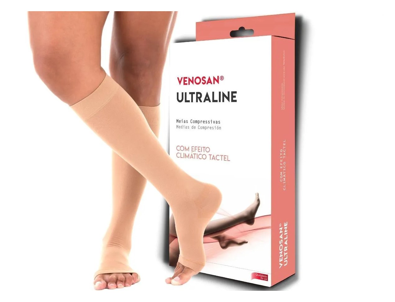 Meia Compressiva Ultraline 4000 Ad 3/4 Panturrilha 20-30 Pé Aberto Bege - Venosan M