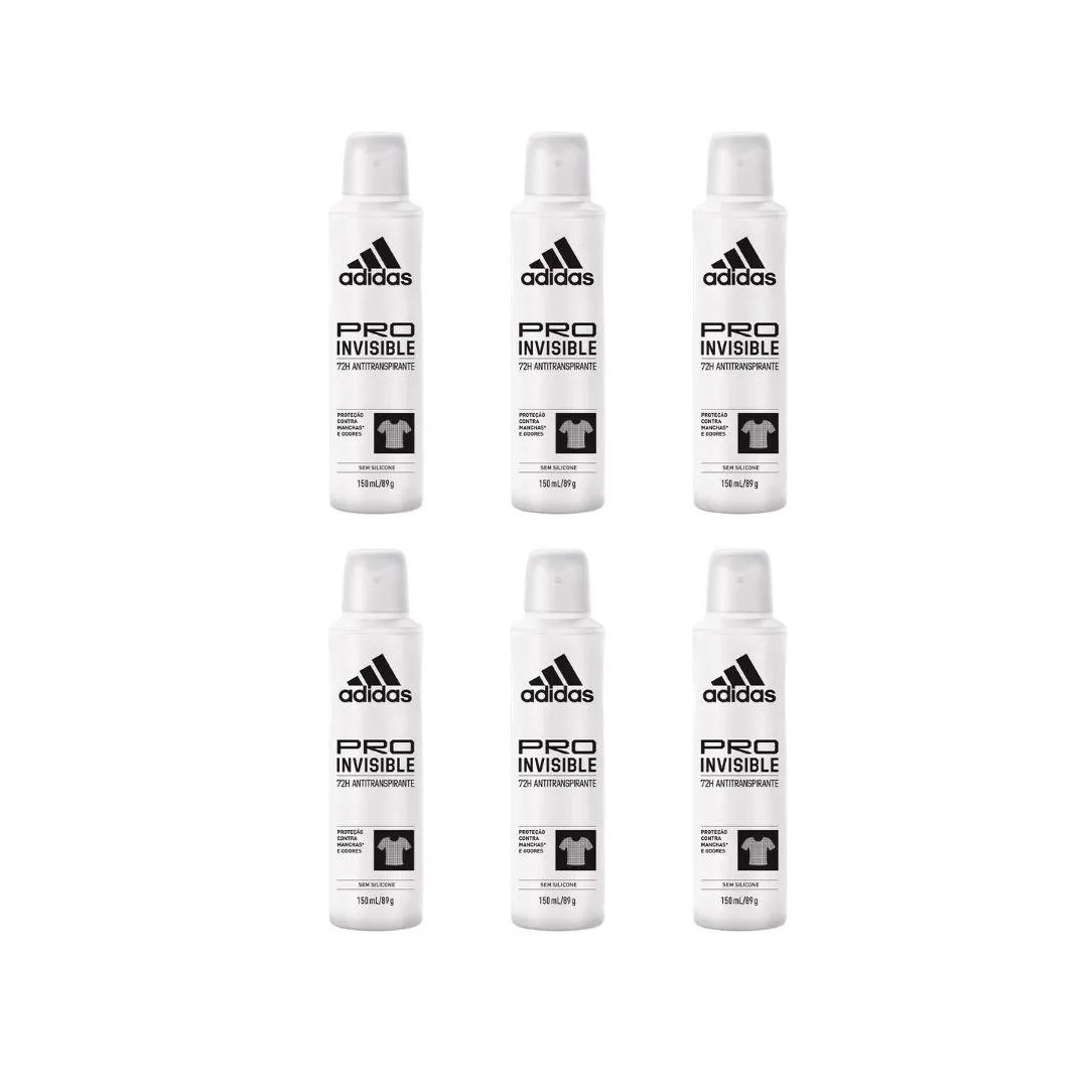 Desodorante Aero Adidas 150ml Fem Invisible - Kit C / 6un