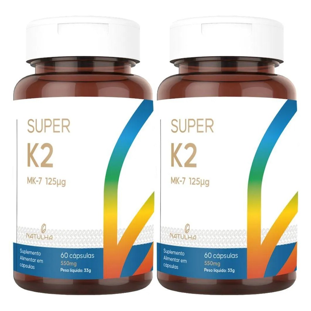 Kit 2x Super K2 (menaquinona-7) 125mcg 60 cápsulas - Natulha