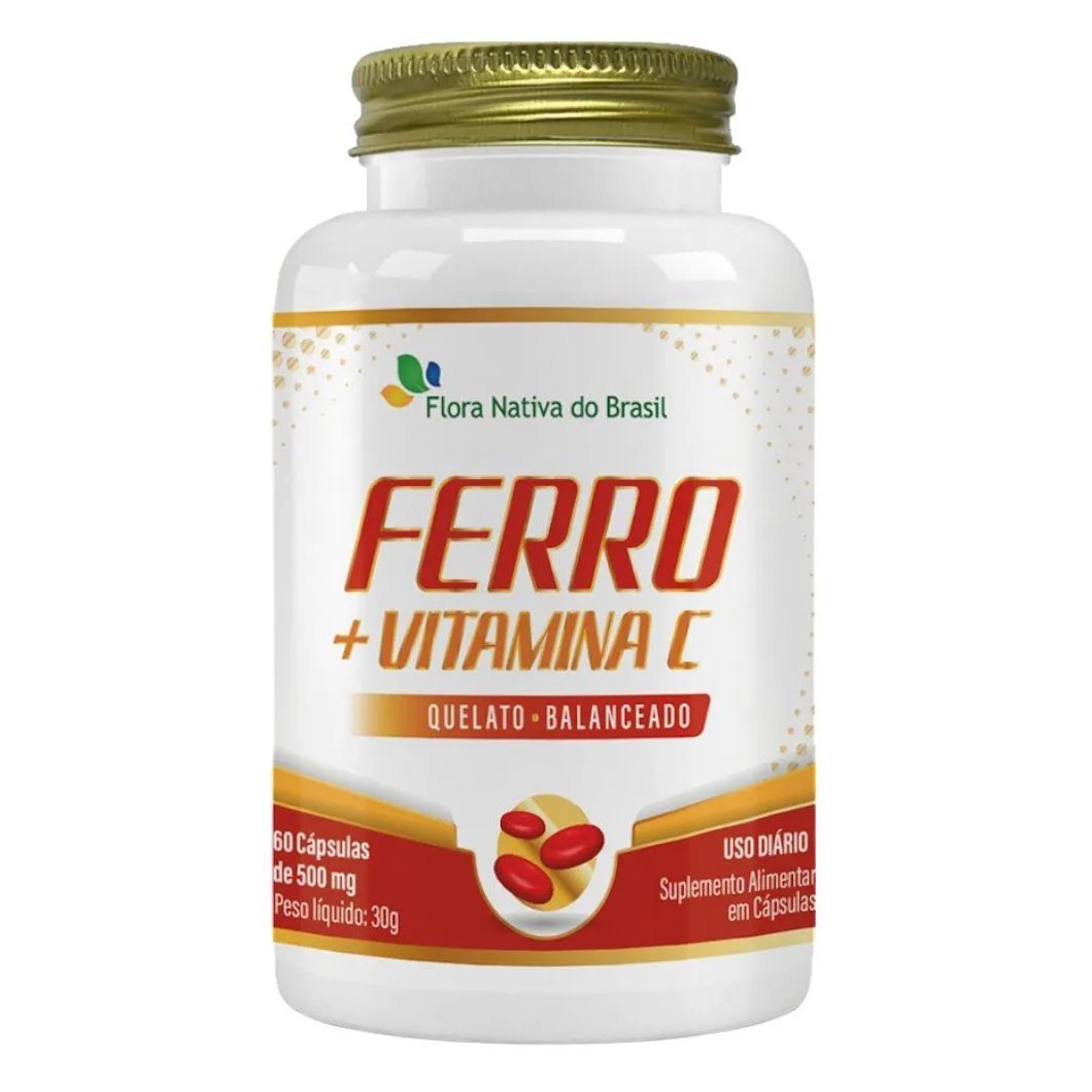 Ferro Quelato + Vitamina C 60 cápsulas - Flora Nativa