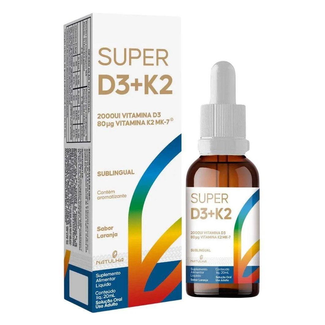 Super D3 + K2 Sublingual em Gotas 20ml - Natulha Laranja