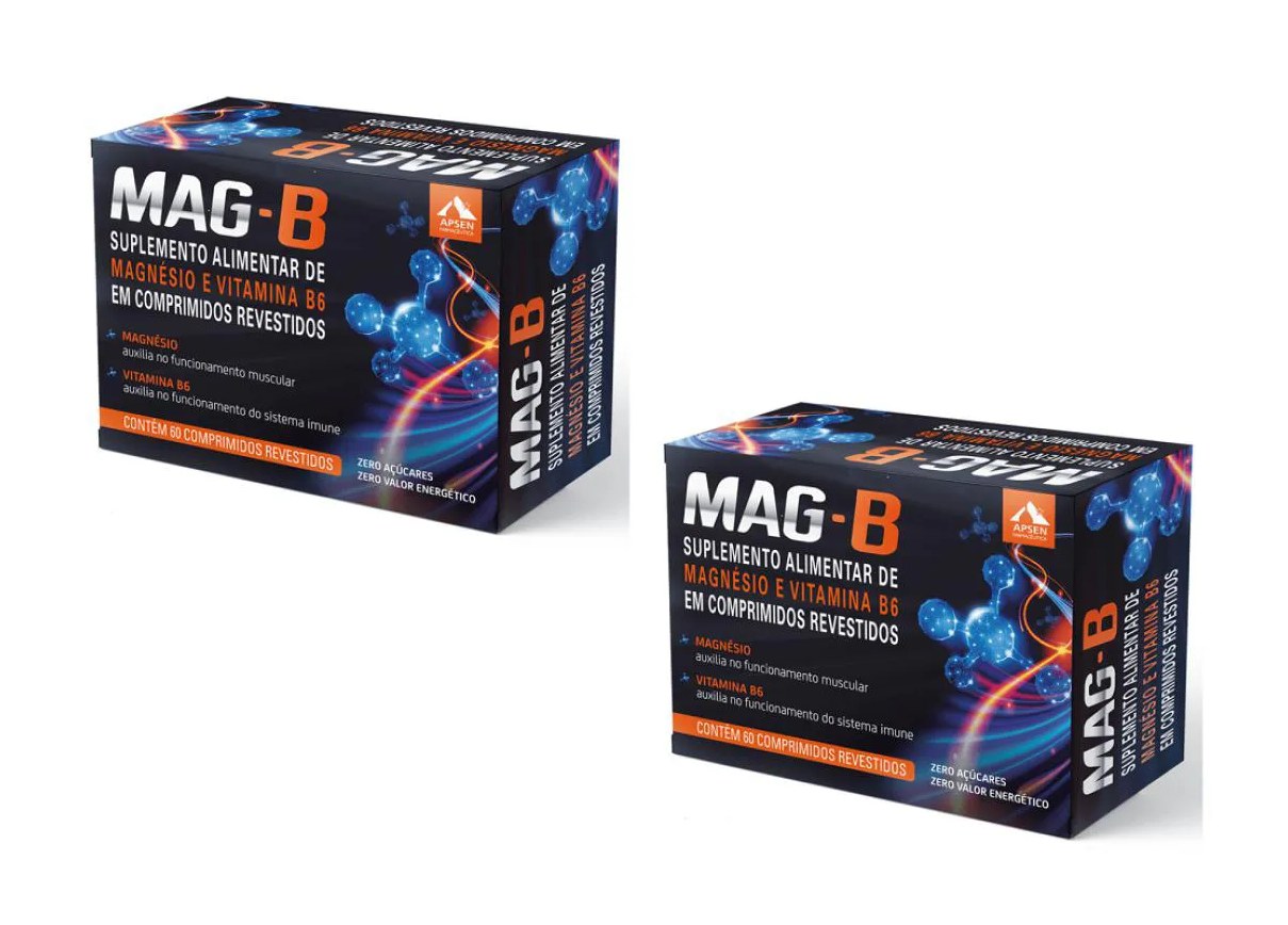 Mag-b Kit C/2 Caixas C/60 comprimidos Cada - Magnésio Bisglicinato + Vitamina B6