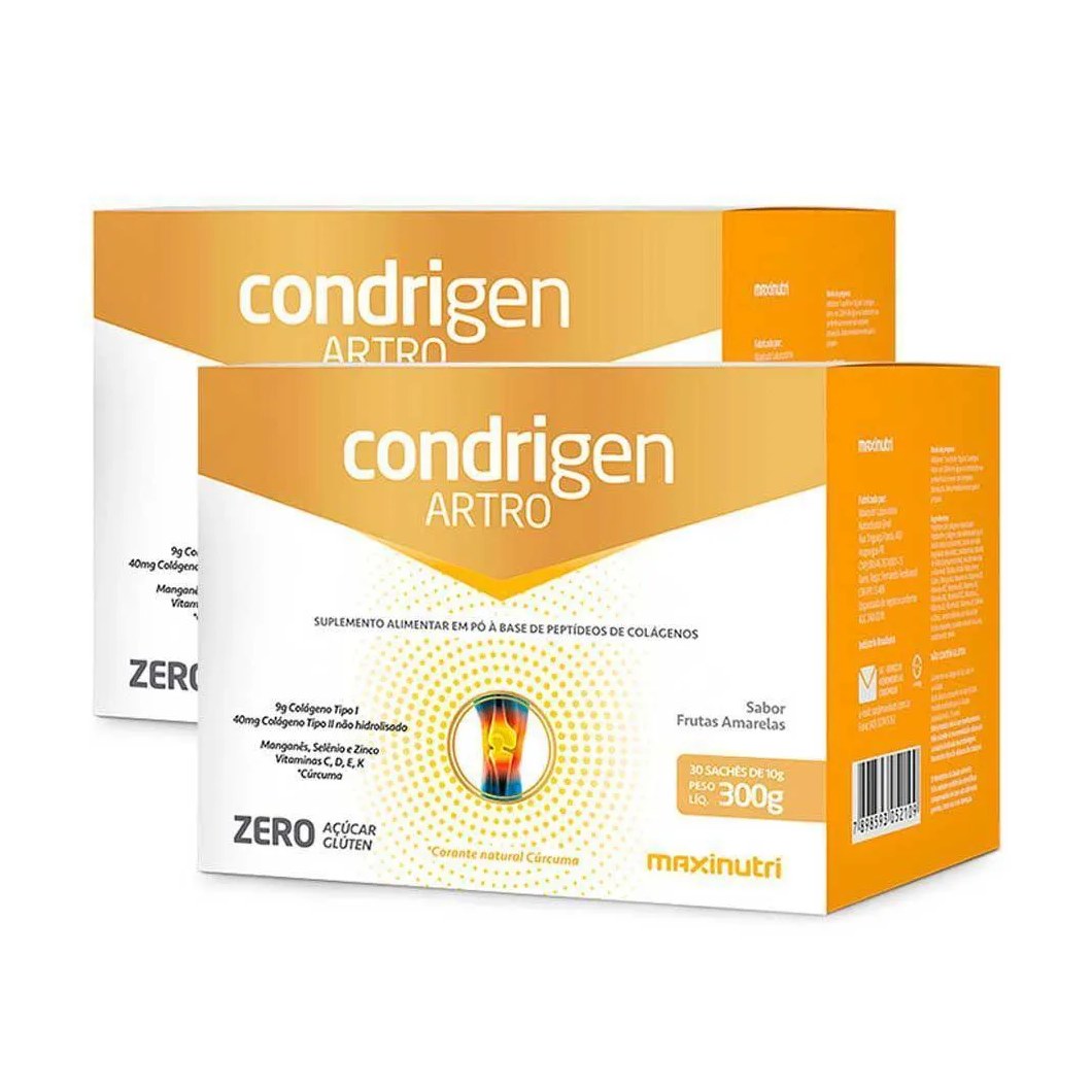Kit 2 Condrigen Artro Colágeno Tipo 2 Maxinutri F. Amarelas