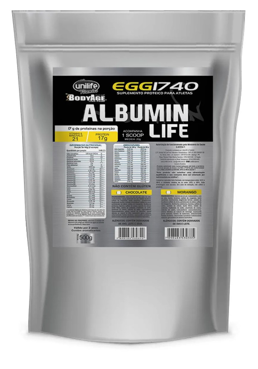Albumin Life 1740 - Pacote Metalizado - Sabor Chocolate 500 G