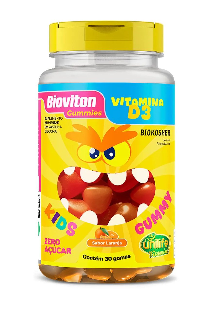 Vitamina D3 Bioviton - Sabor Laranja - Kids - 30 Gomas Mastigáveis