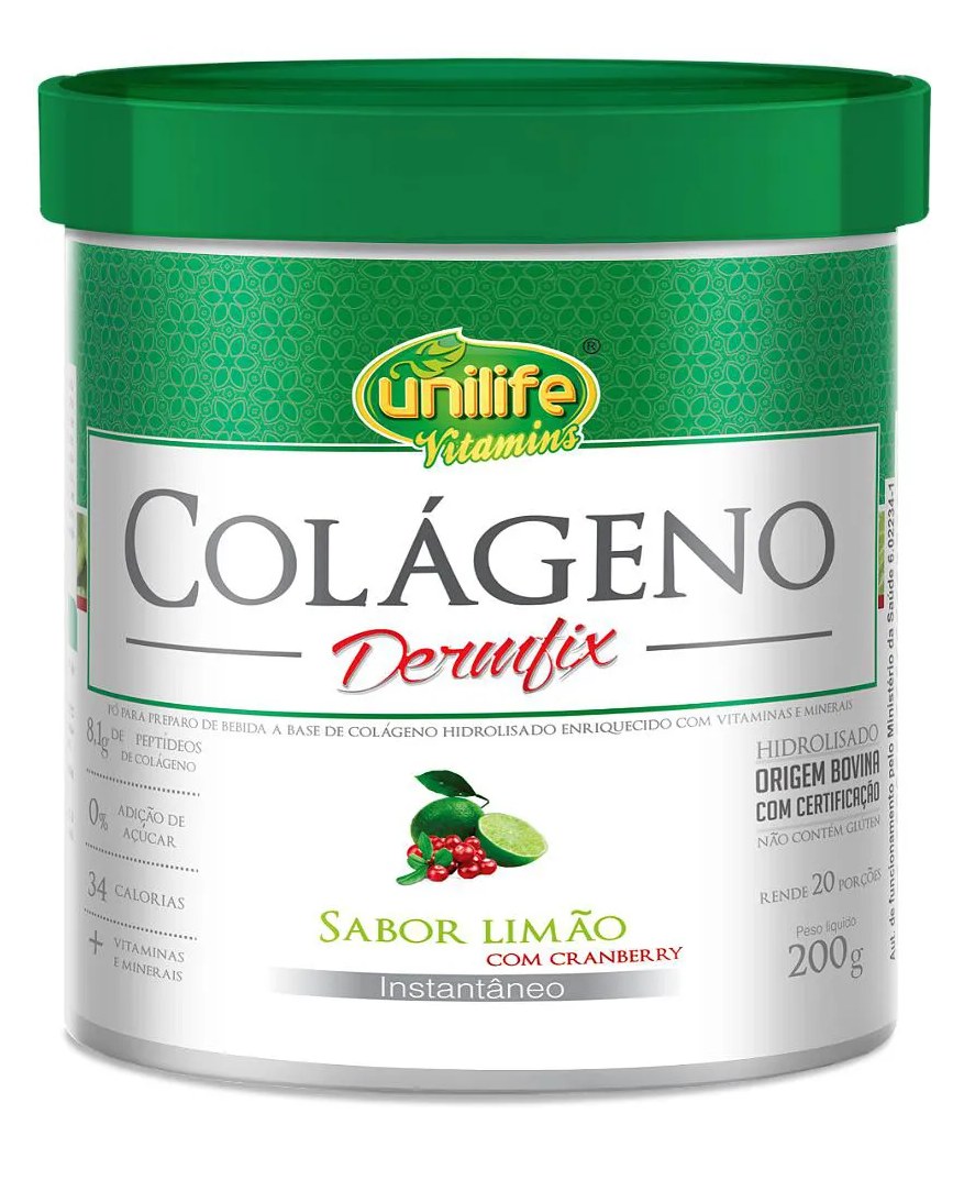 Colágeno Hidrolisado em Pó - Dermfix - Sabor Limão com Cranberry
