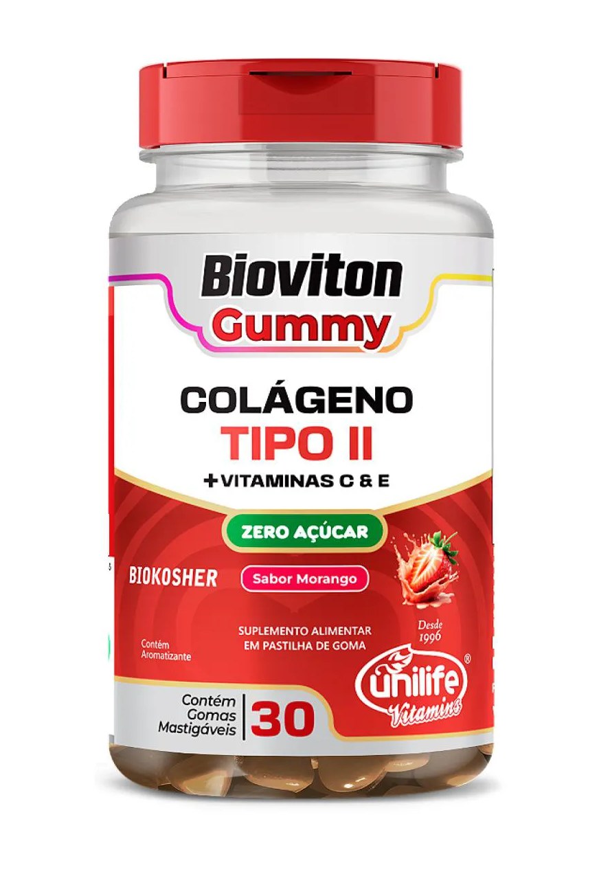 Colágeno Tipo Ii - Bioviton - Sabor Morango - 30 Gomas Mastigáveis