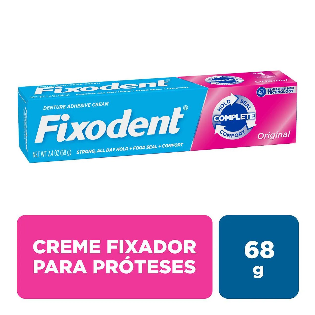 Creme Fixador de Dentadura Fixodent Original com 68g