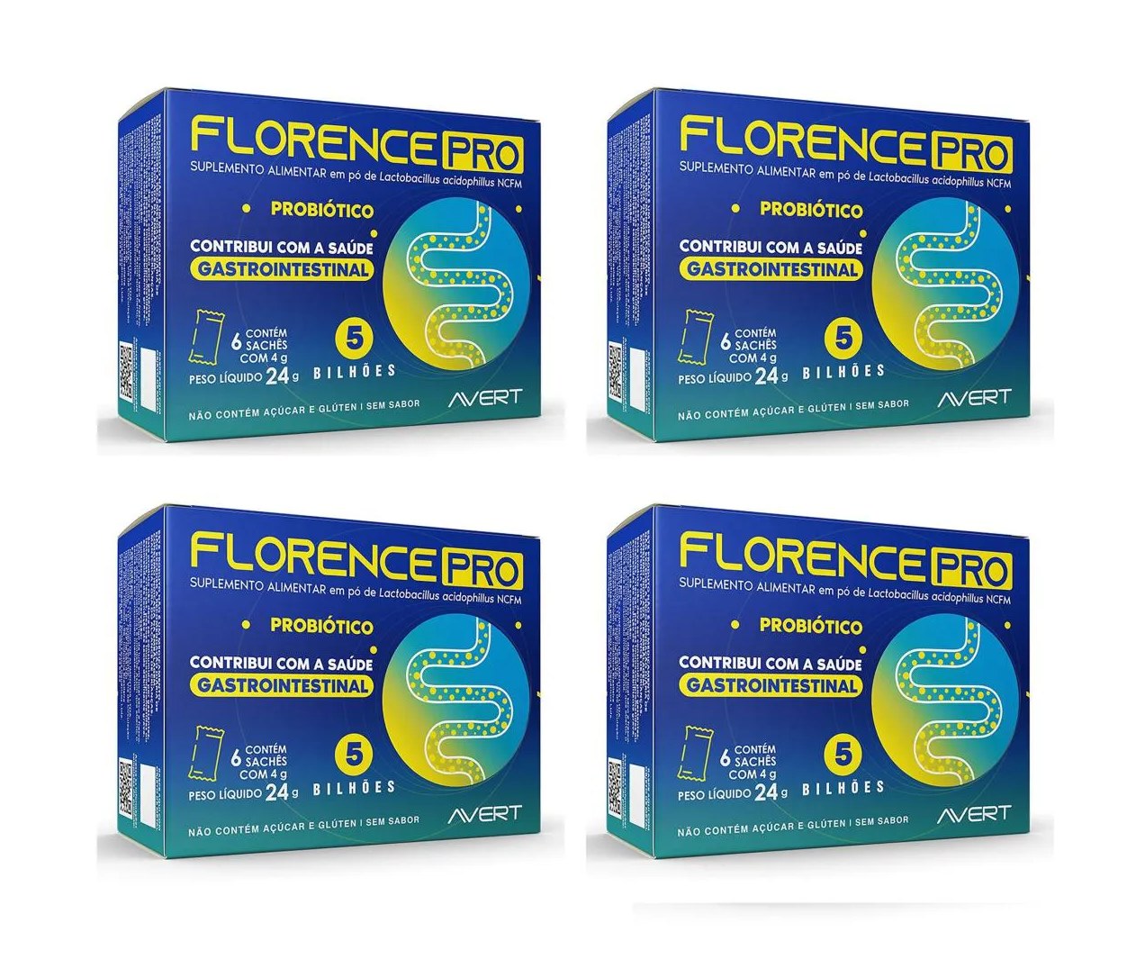 Kit 4 Suplemento Avert Florence Pro Flora Intestinal 6sachês