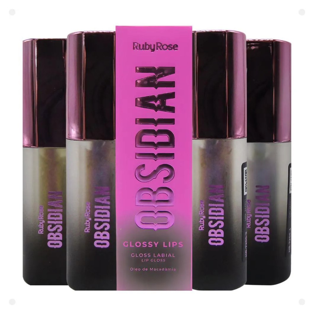 Kit Gloss Labial Ruby Rose Obsidian Glossy Lips com 4