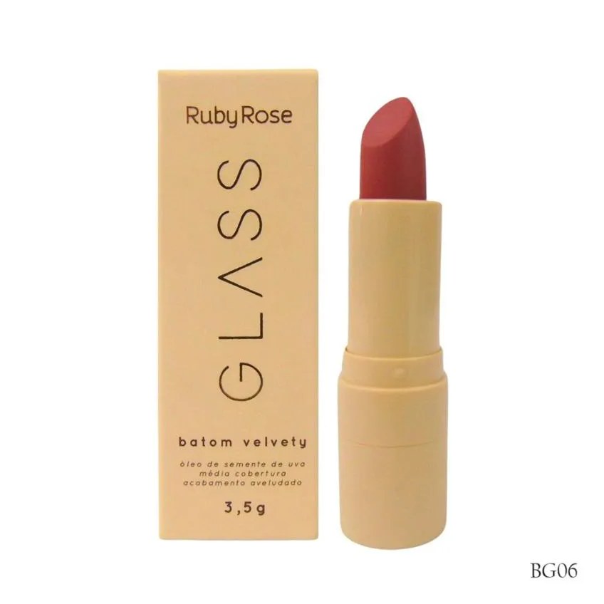 Batom Bala Velvety Glass - Bg06 - Ruby Rose