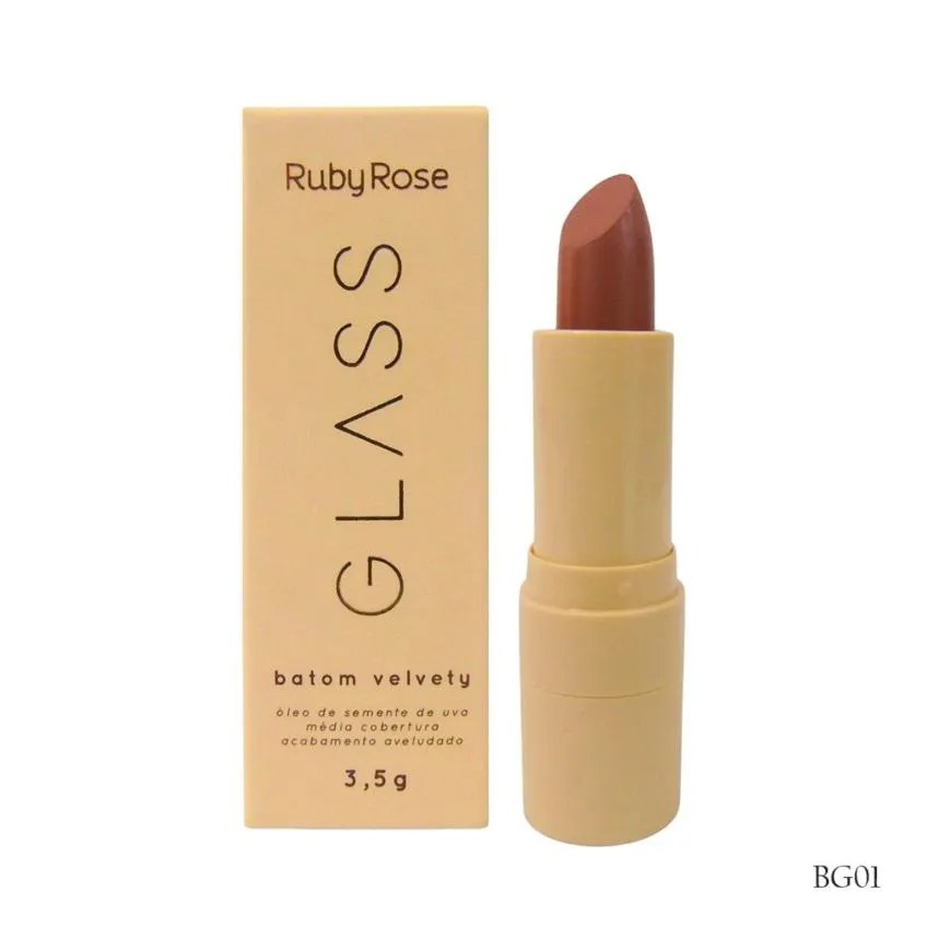 Batom Bala Velvety Glass - Bg01 - Ruby Rose