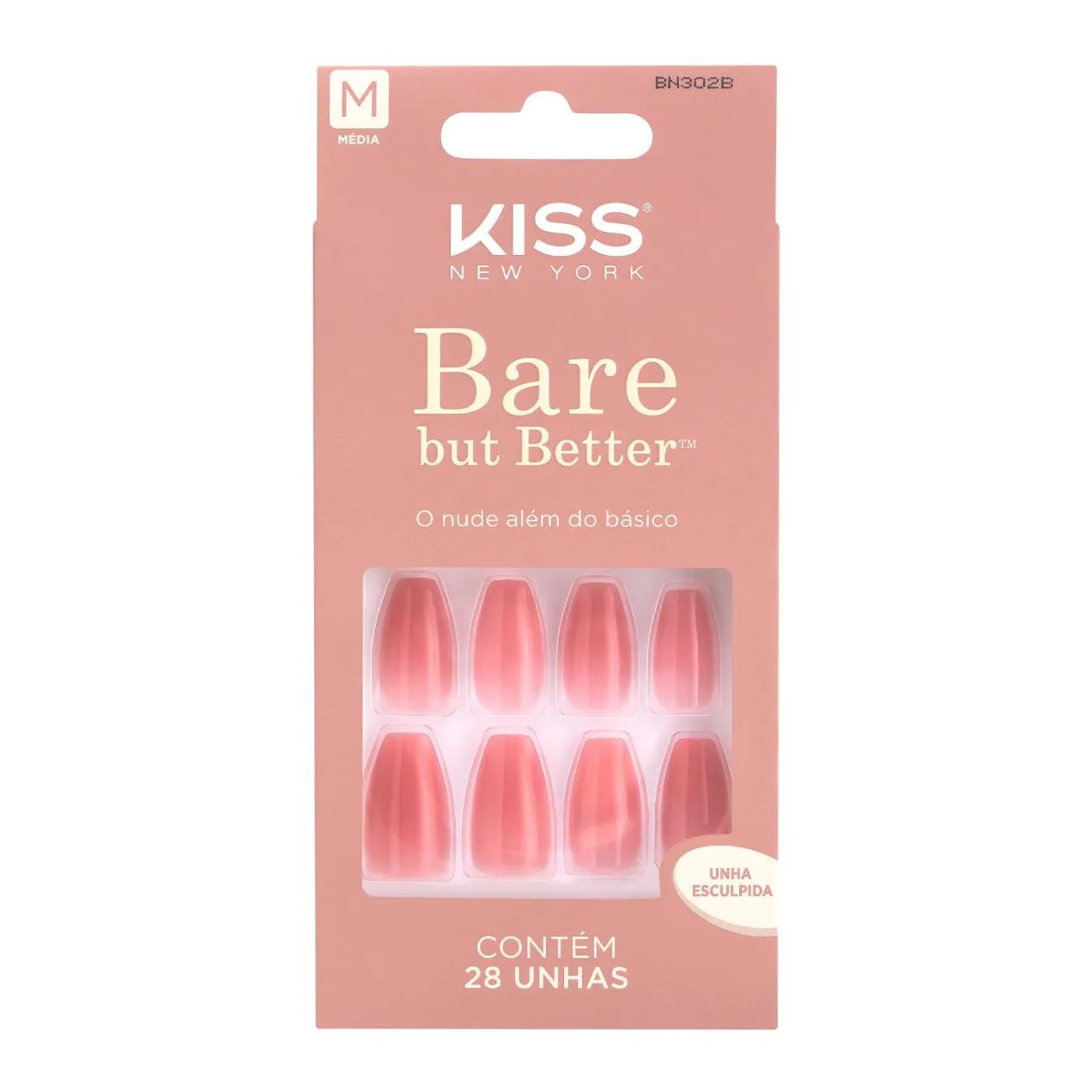 Unha Postiça sem Cola Bare But Better Nude Nude - Kiss New York