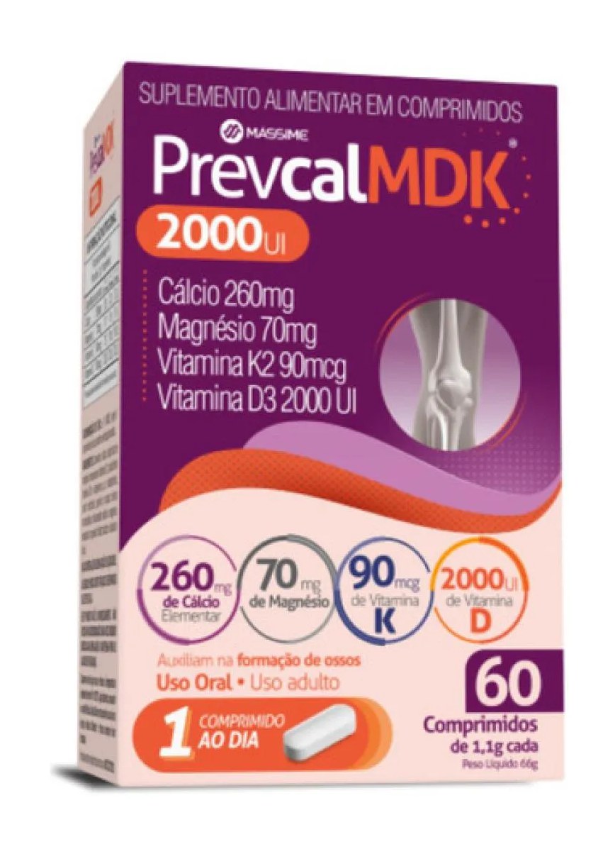 Prevcal Mdk 2.000ui 60cpr - Vitaminas D K Magnésio Calcio
