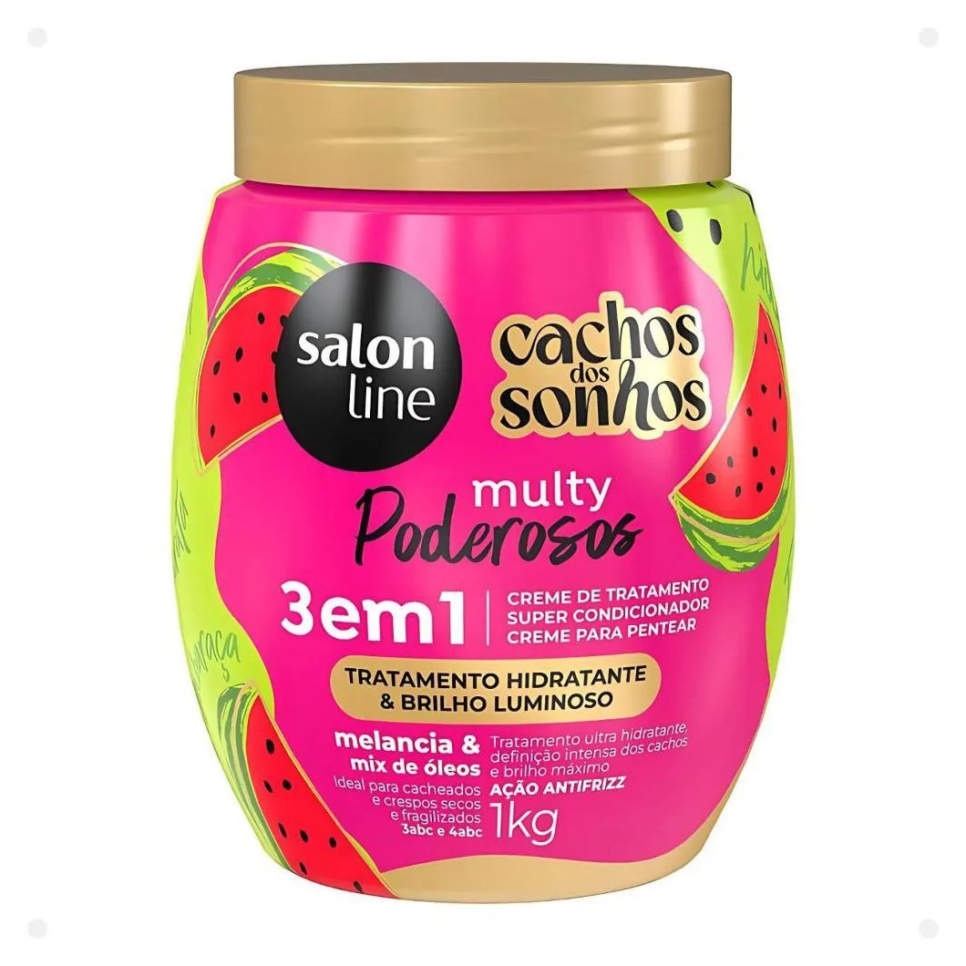 Creme de Tratamento 3 em 1 Salon Line Multy Poderosos Cachos dos Sonhos Melancia e Mix de Óleos 1kg