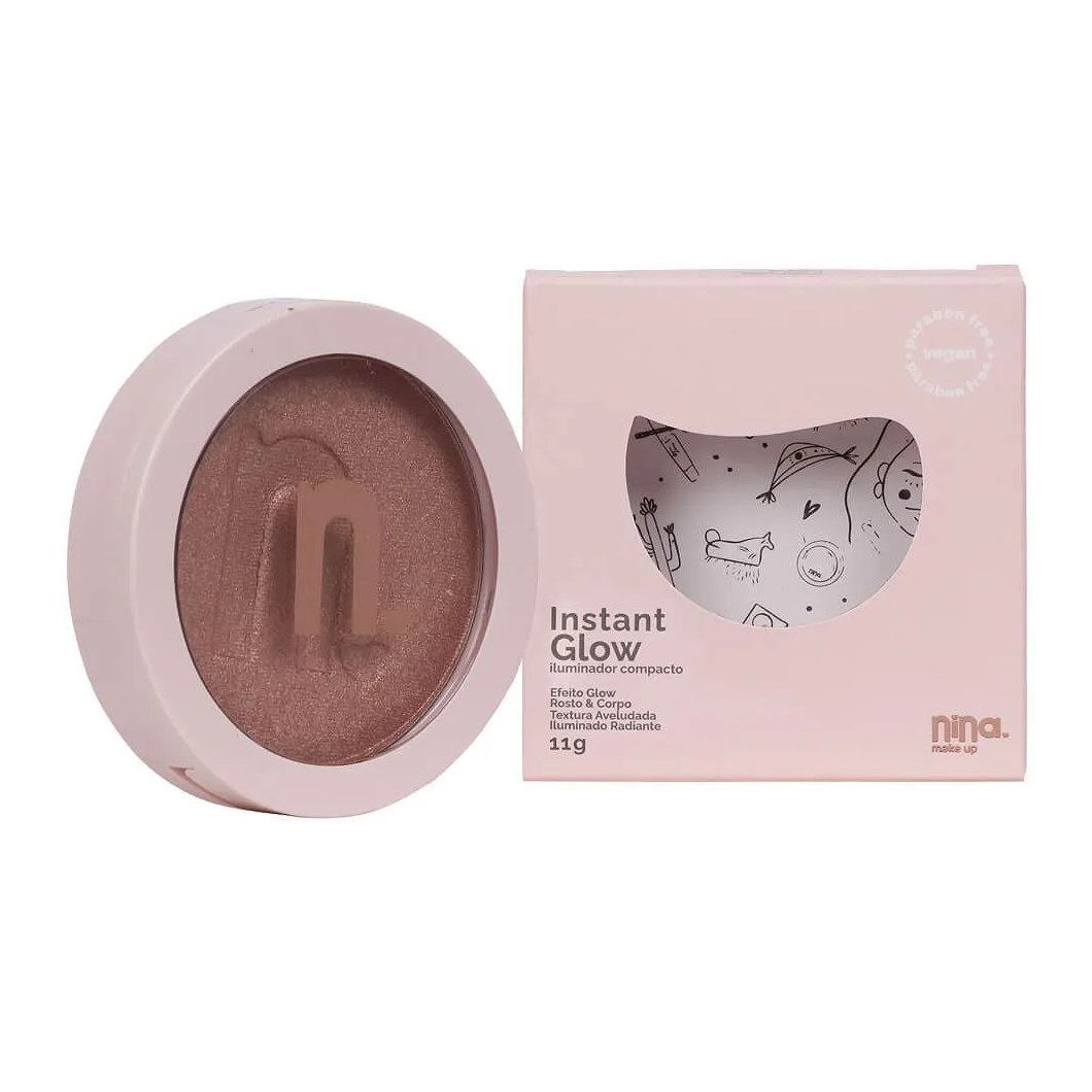 Iluminador Compacto Instant Glow - Nina Makeup 01 Gold