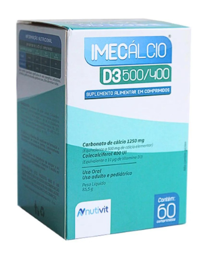 Imecalcio 500mg + 400ui - Cálcio + Vit D3 - 60 comprimidos