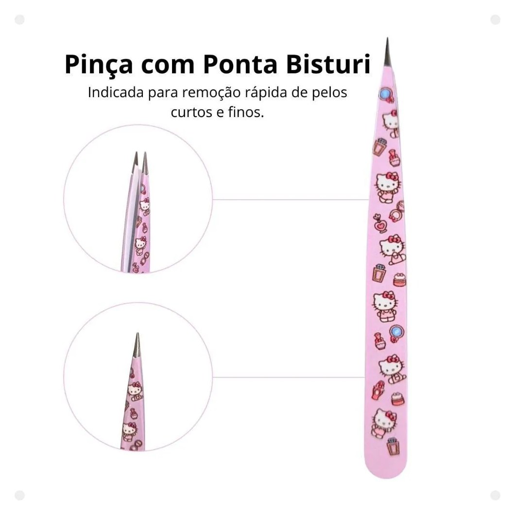 Kit de Pinças Estampadas Hello Kitty By Klass Vough Perfect Pinch Tool com 4 Twhk-10