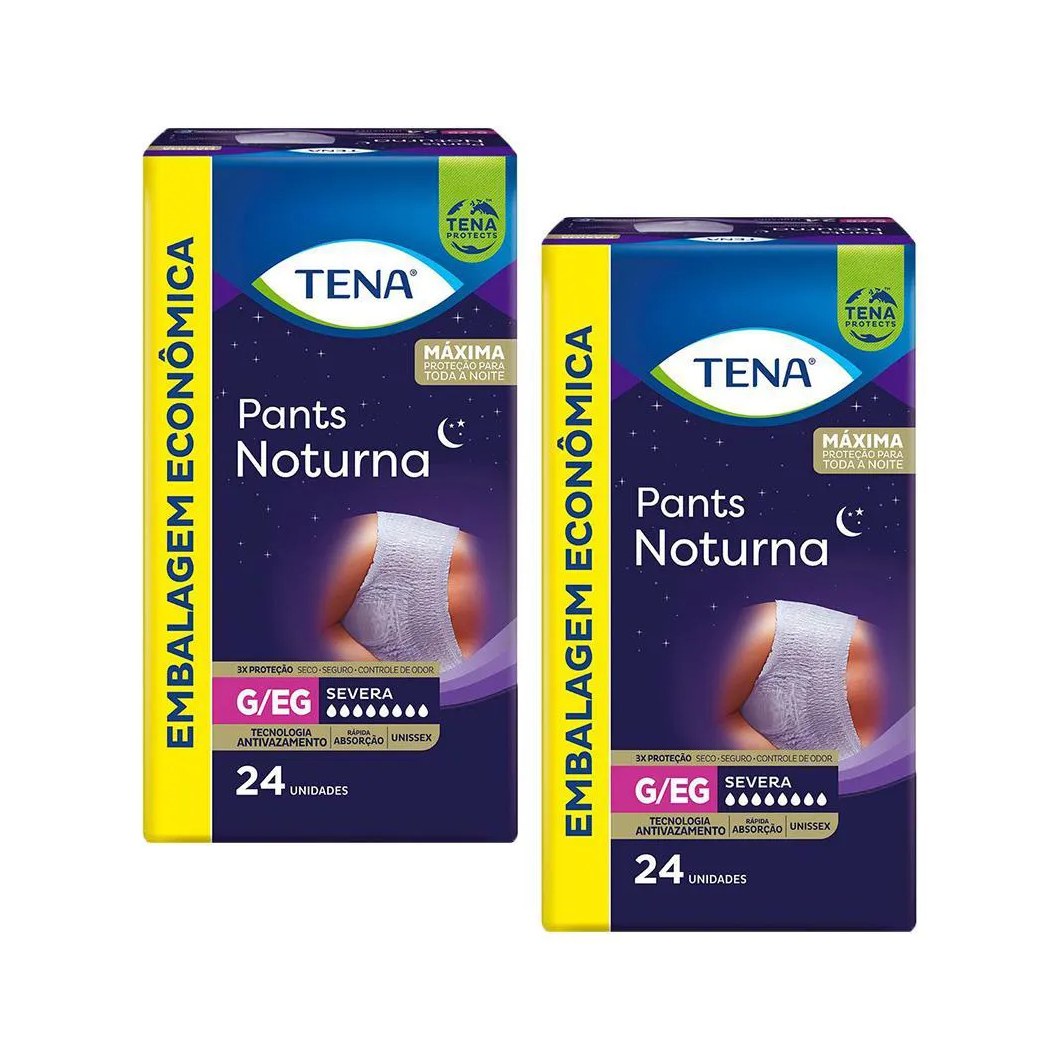 Kit 2 Roupas Íntimas Tena Pants Noturna G/eg com 24un