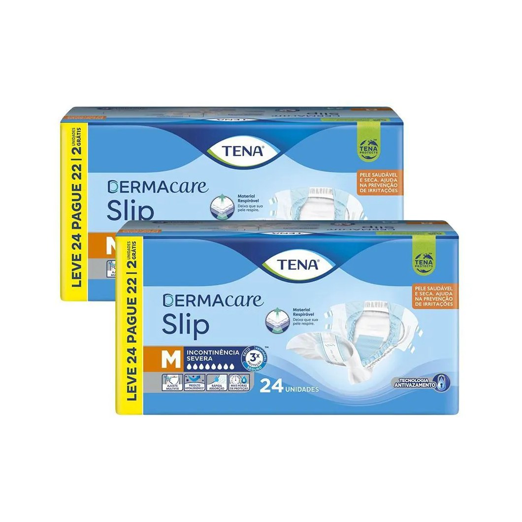 Kit 2 Fraldas Geriátricas Tena Slip Dermacare M 24un