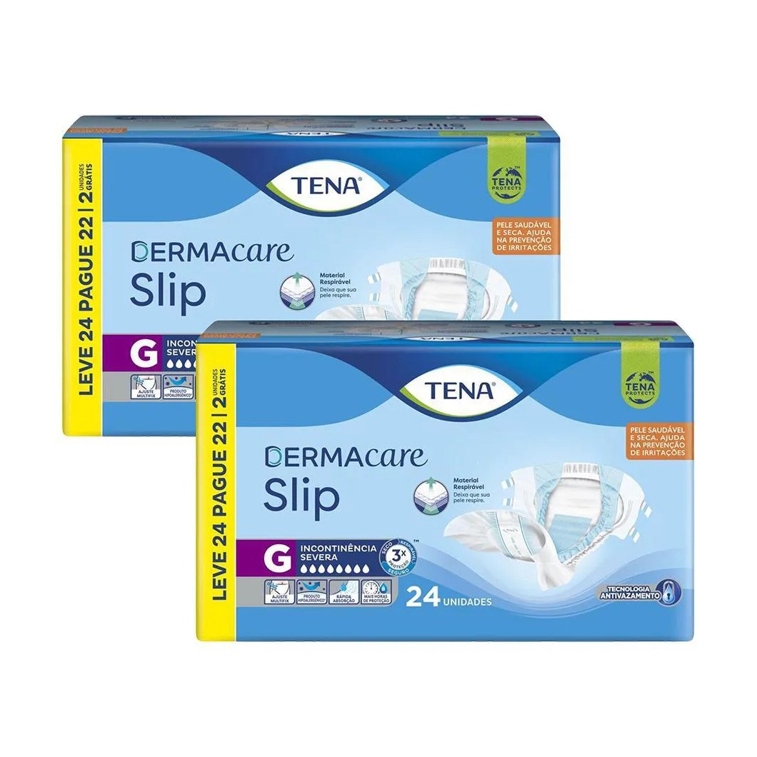 Kit 2 Fraldas Geriátricas Tena Slip Dermacare g 24un