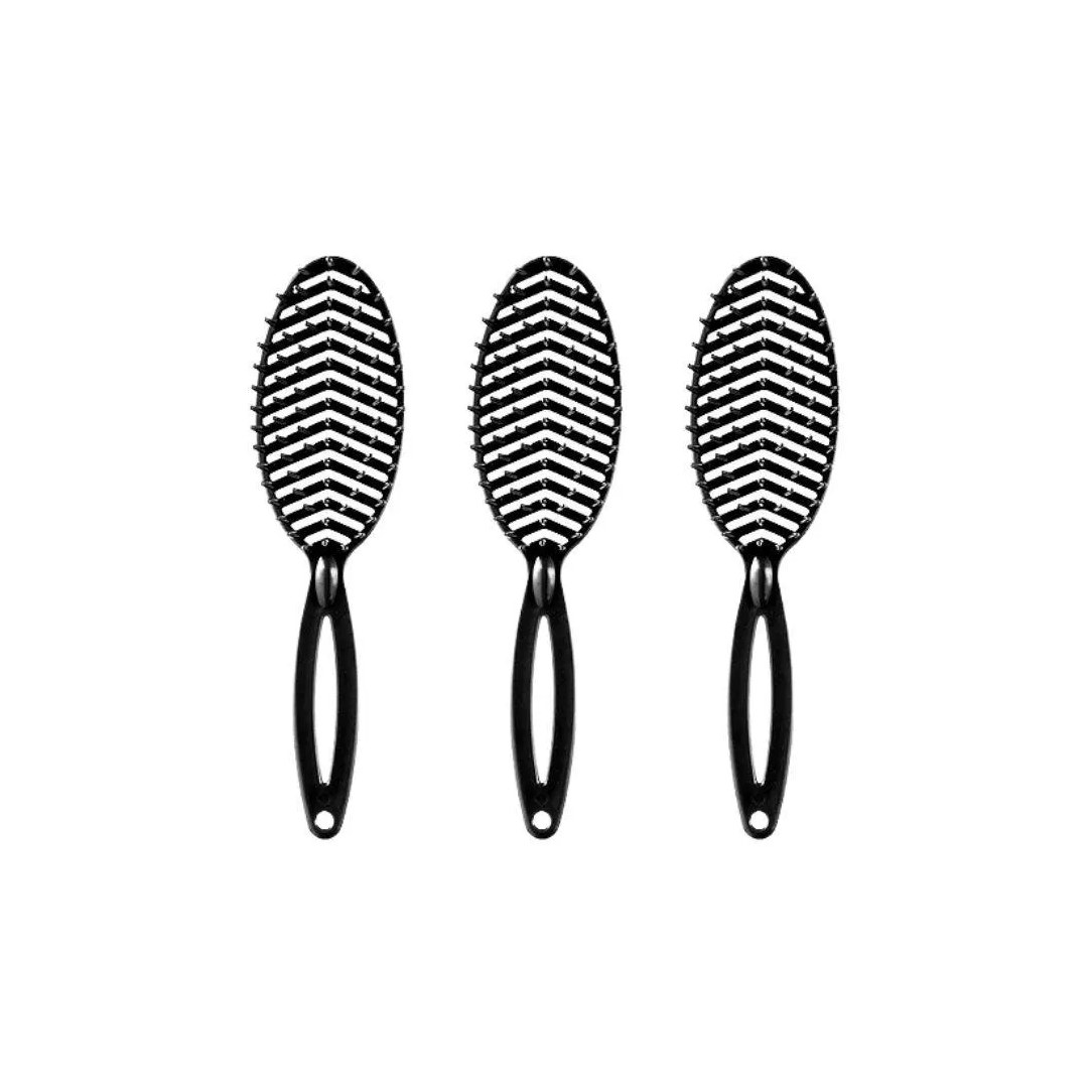 Escova de Cabelo Darma Flex Oval Preta - Kit C / 3un