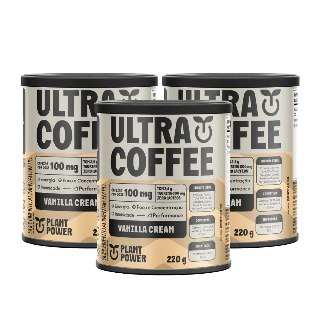 3x Ultra Coffee Plant Power Vanilla Cream 220g
