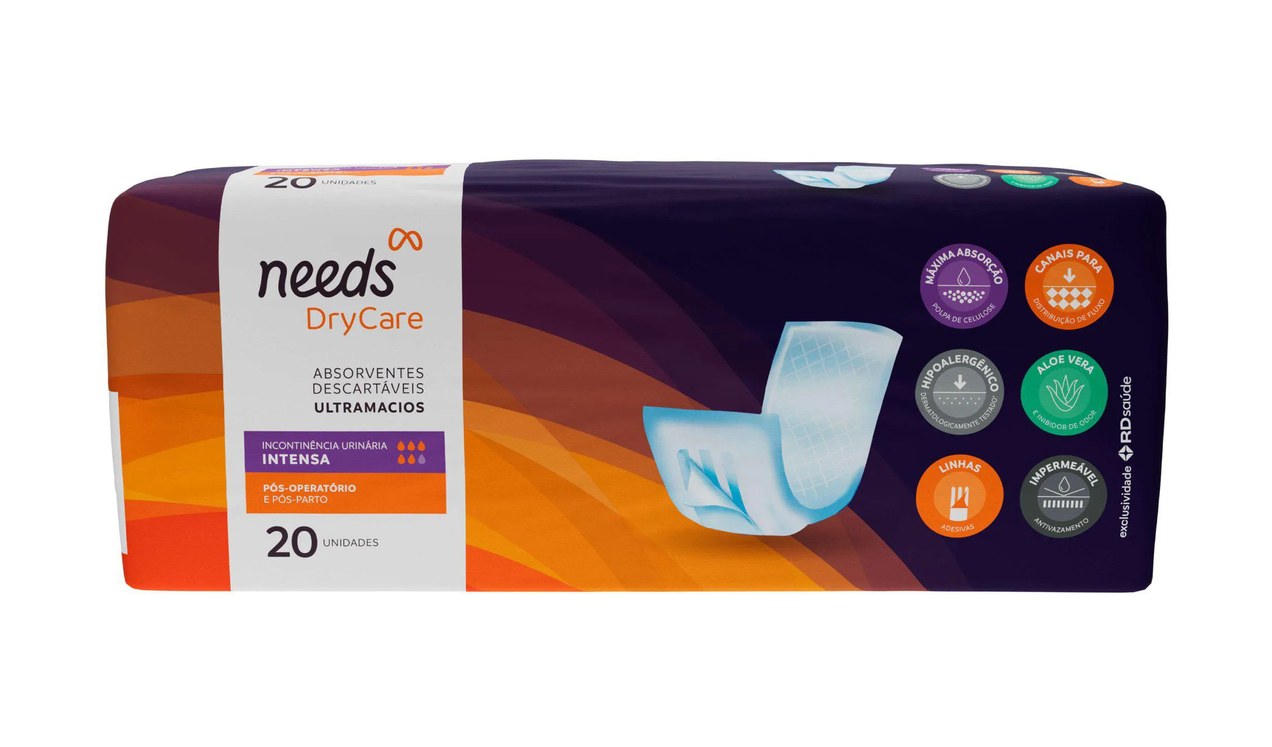 Absorvente Needs DryCare Incontinência Urinária Intensa 20 Unidades