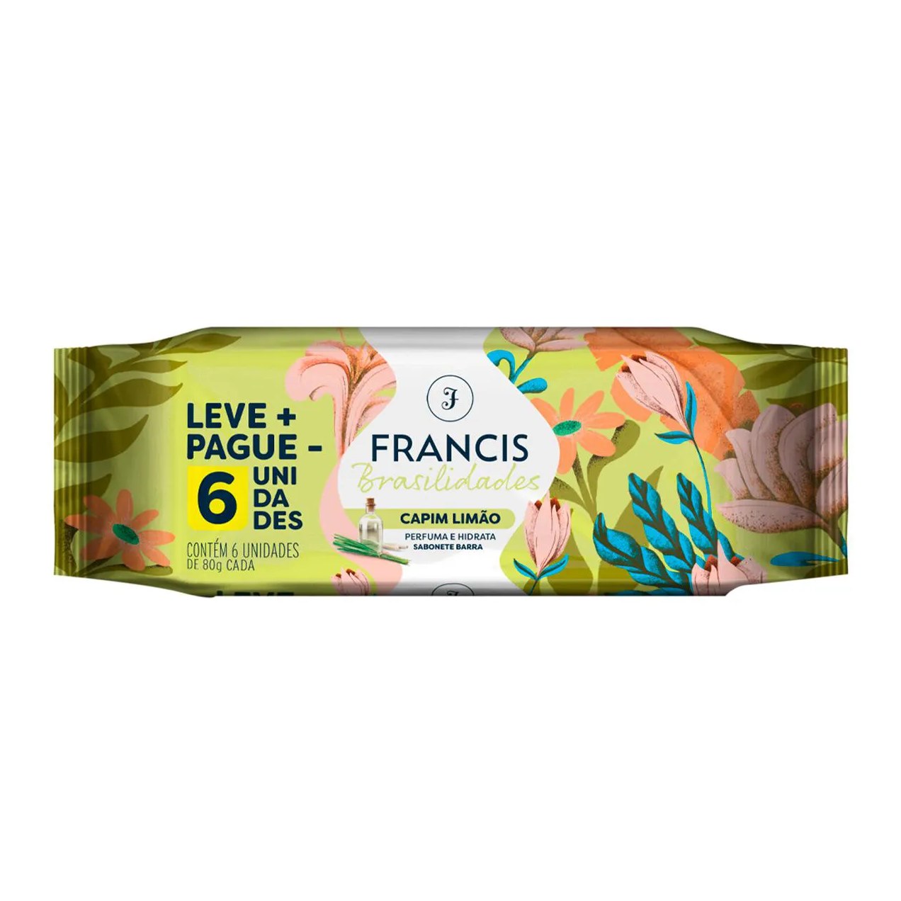 Kit Sabonete em Barra Francis Brasilidades Capim Limão 6 unidades de 80g cada