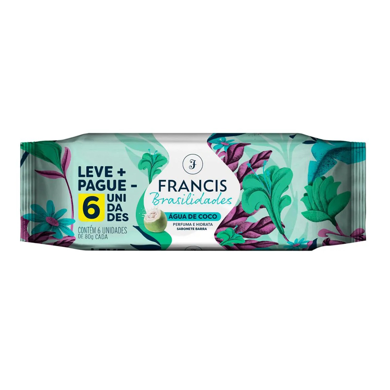 Kit Sabonete em Barra Francis Brasilidades Água de Coco 6 unidades de 80g cada
