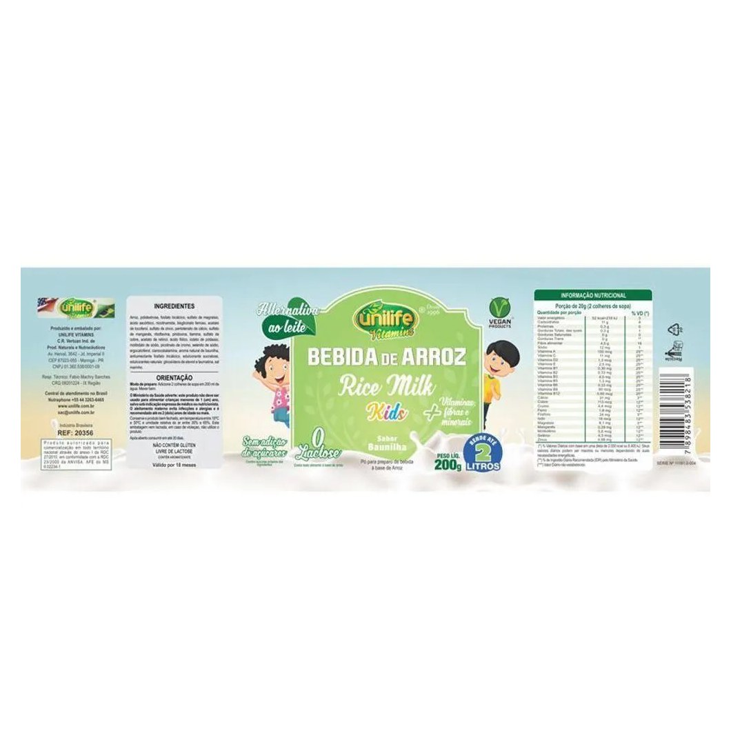 Bebida de Arroz sem Lactose Kids 200g