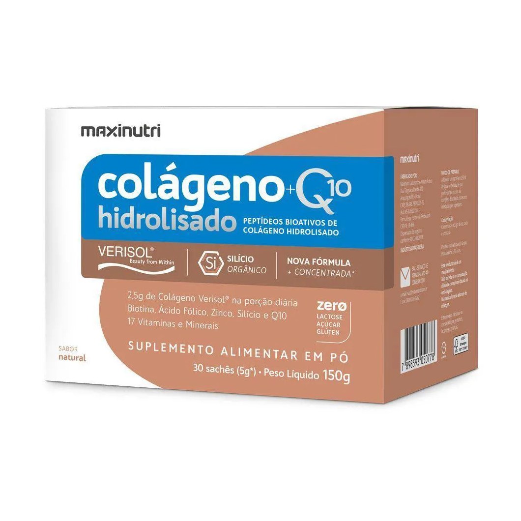 Colágeno Verisol Maxinutri Sachê 30x5g + Q10 Sabor Natural