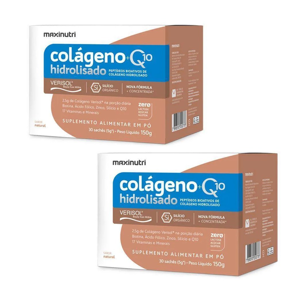 Kit 2 Colágenos Verisol Maxinutri Sachês 30x5g + Q10 Natural