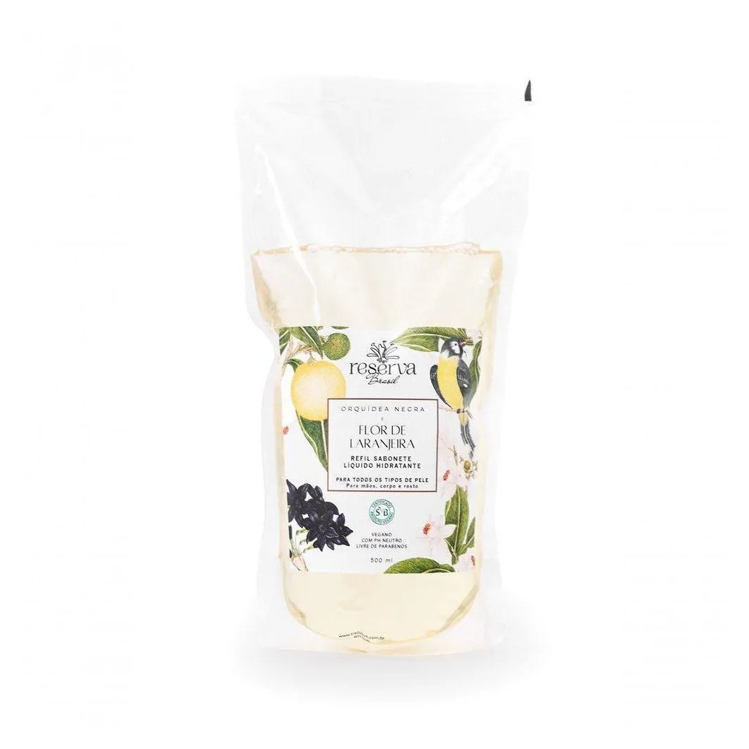 Refil Sabonete Líquido Vegano Hidratante Orquídea Negra e Flor de Laranjeira 500ml