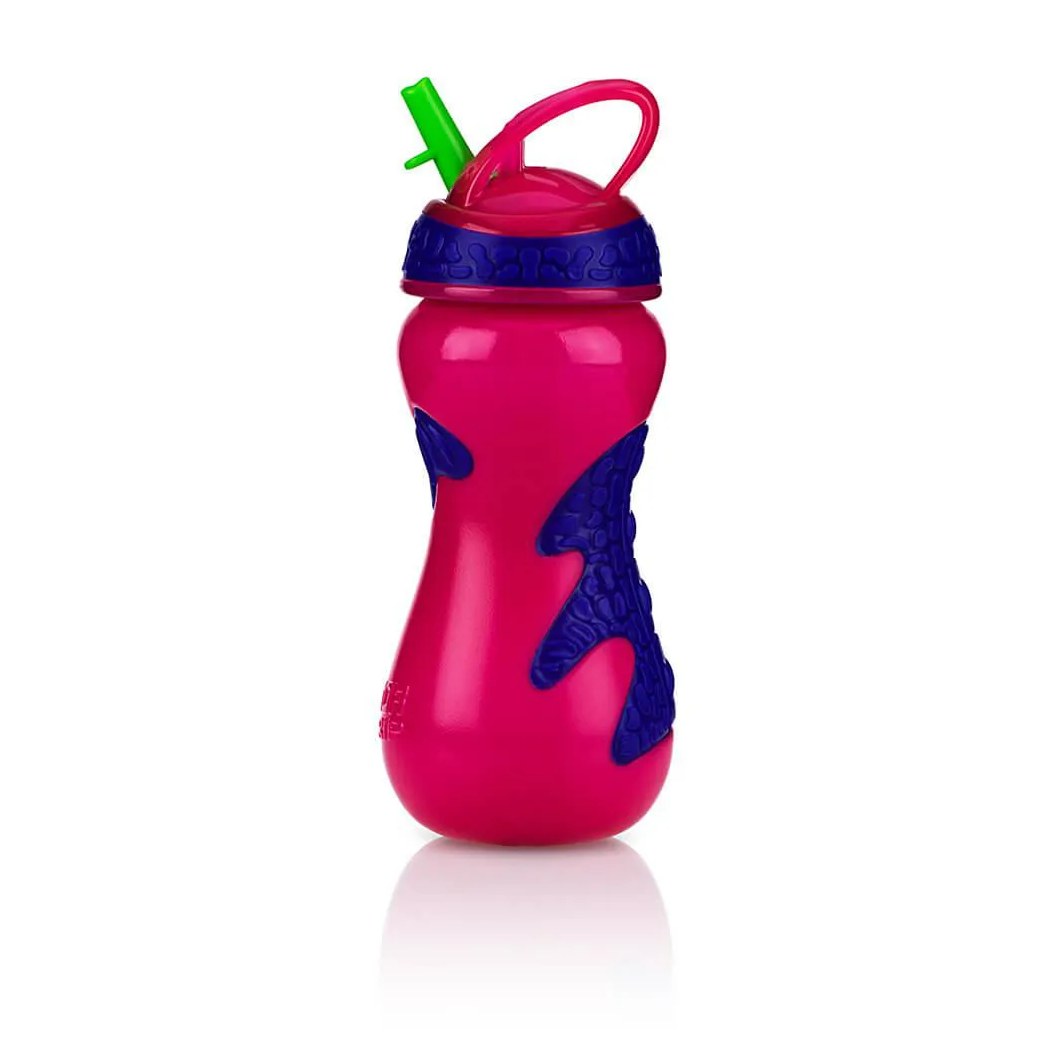 Copo Gator Tritan e Canudo Rígido Retrátil 450ml Rosa - Nûby
