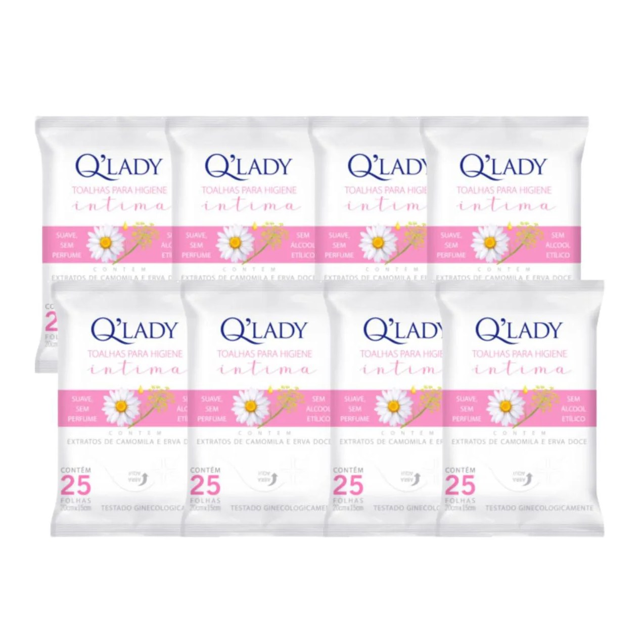 Kit C8 Toalhas Higiene Íntima sem Perfume - Q Lady