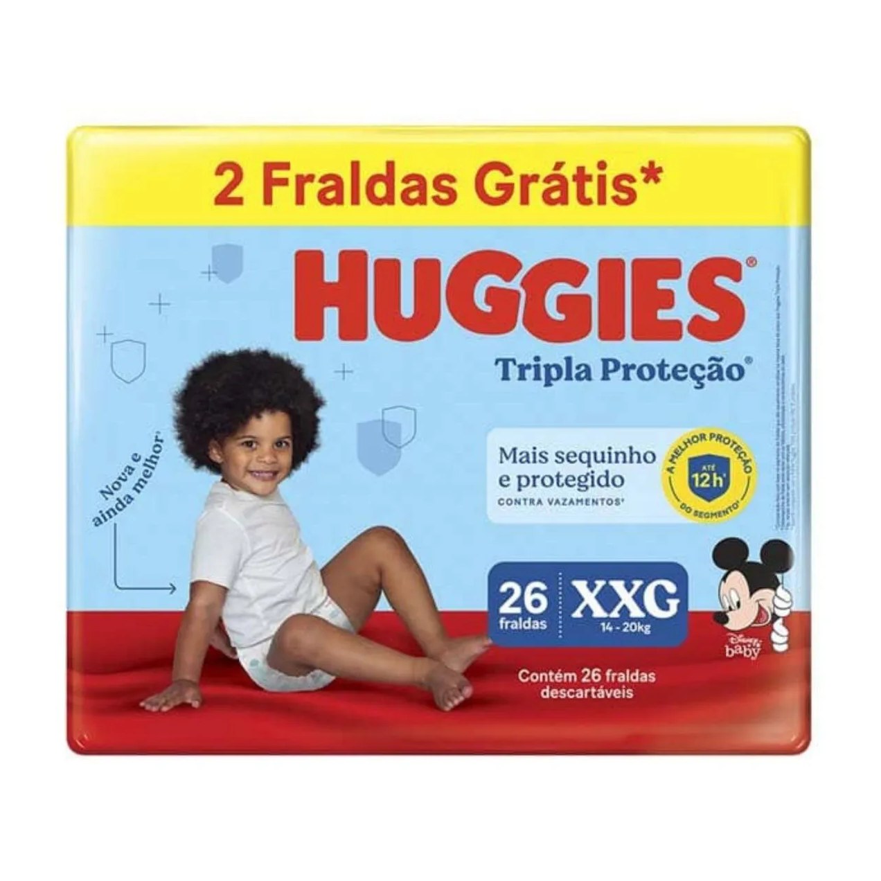 Fraldas Huggies Tripla Proteção Mega Xxg com 26 unidades 2 Tiras