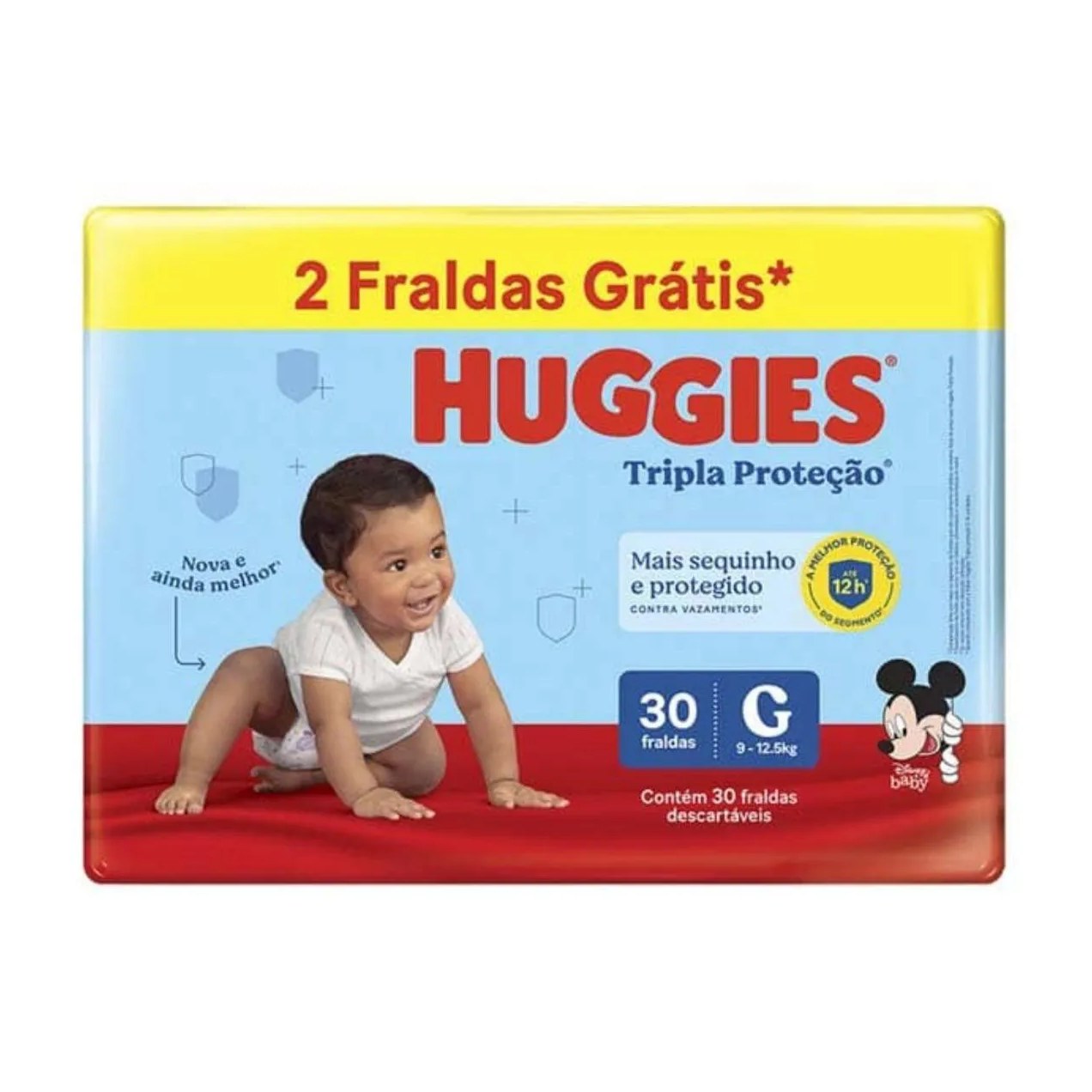 Fraldas Huggies Tripla Proteção Mega G com 30 unidades 2 Tiras