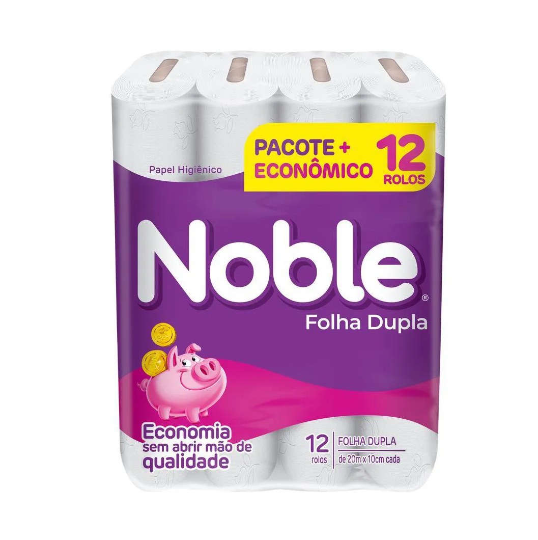 Papel Higiênico Noble Neutro Folha Dupla 12 Rolos de 20m