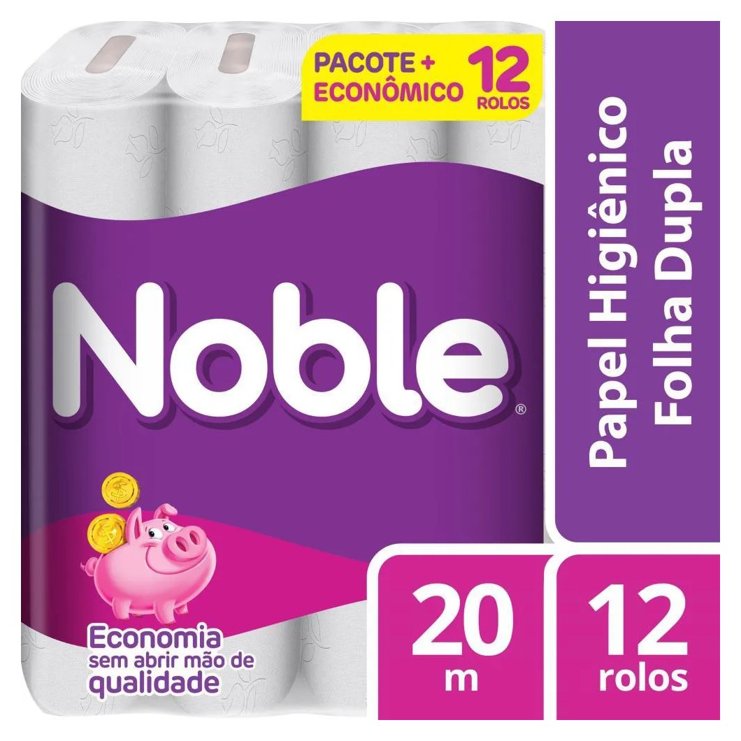 Papel Higiênico Noble Neutro Folha Dupla 12 Rolos de 20m