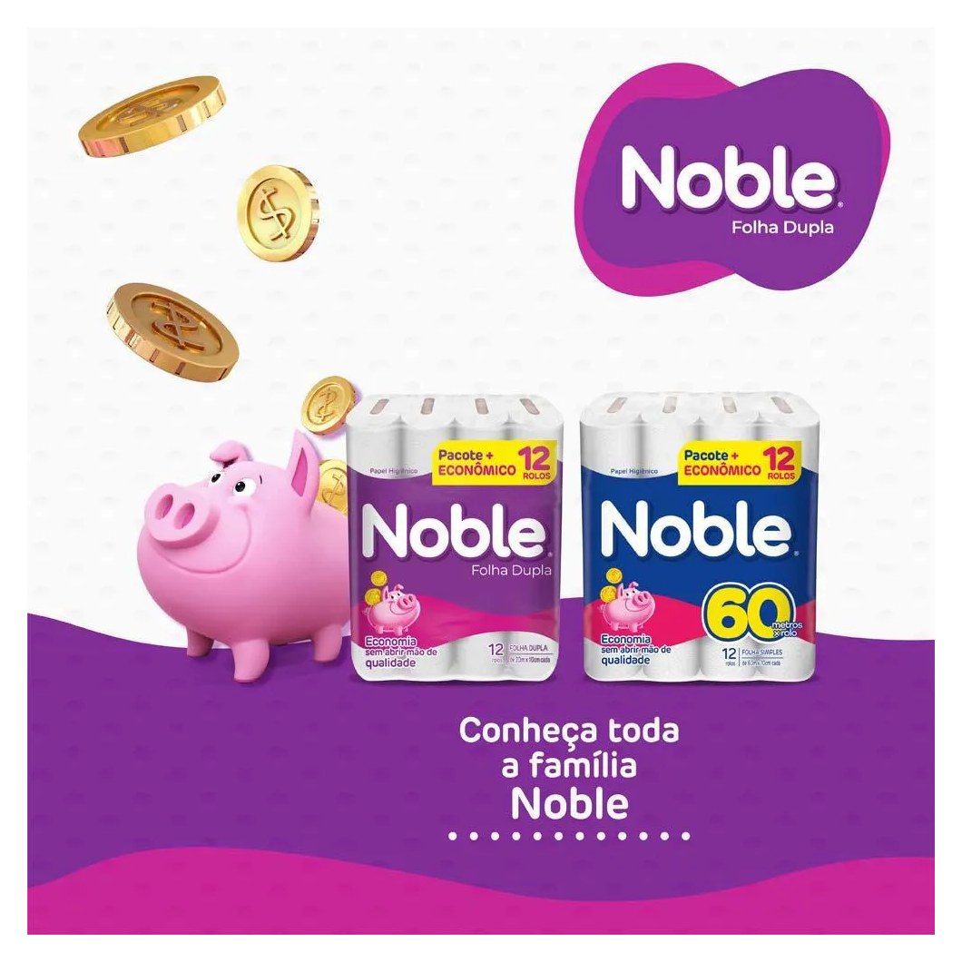 Papel Higiênico Noble Neutro Folha Dupla 12 Rolos de 20m
