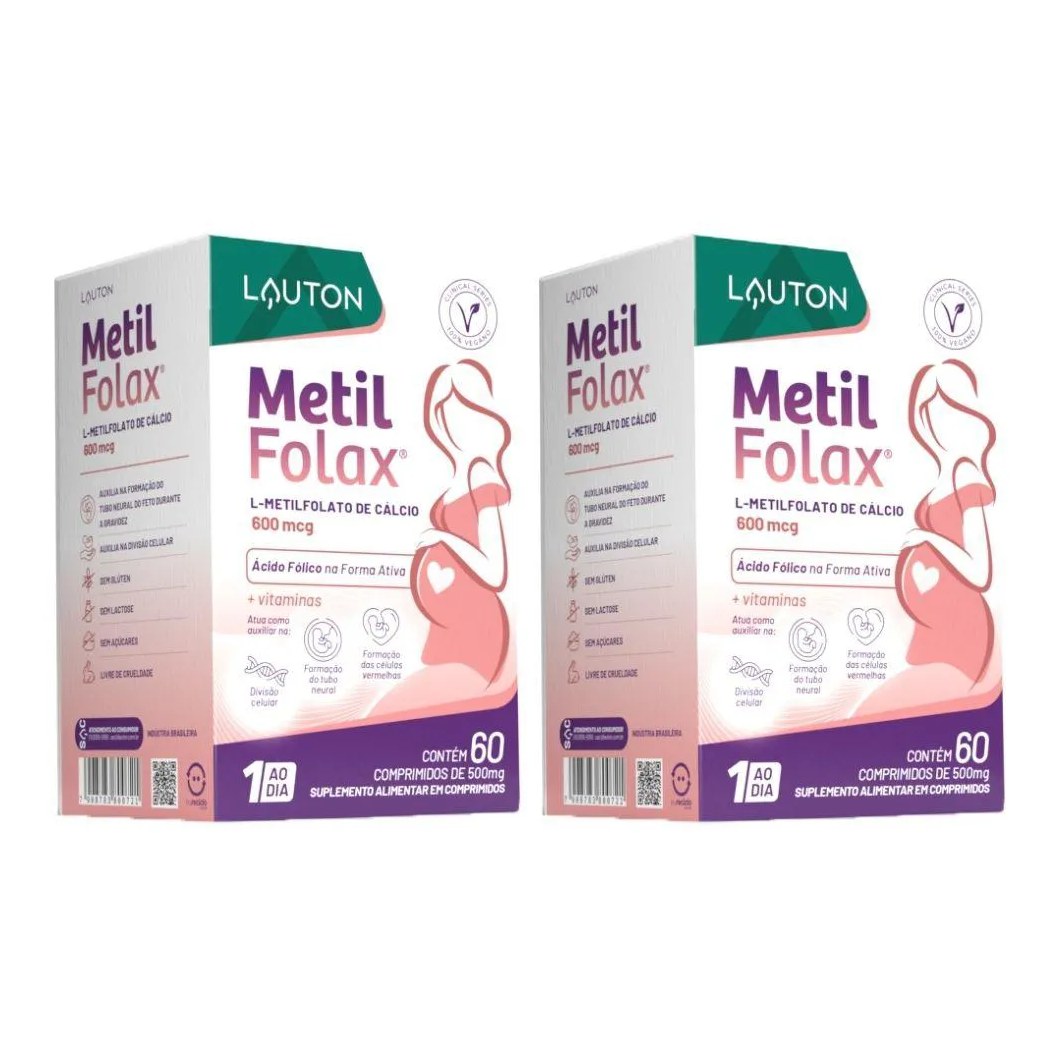 Kit 2x Metilfolax (ácido Fólico Ativo) 60 comprimidos - Lauton