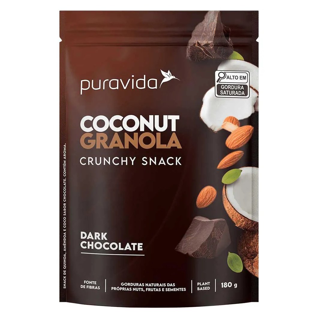 Coconut Granola Crunchy Snack - Dark Chocolate - (180g) - Pura Vida