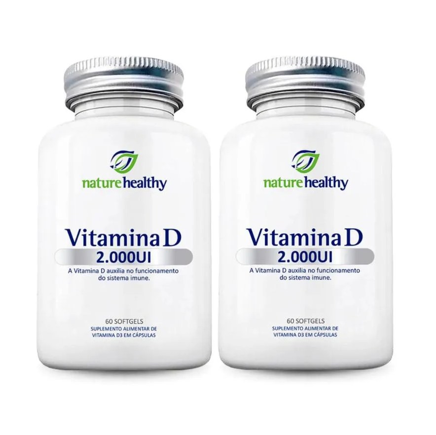 KIT c/ 2 VITAMINA D 2000UI NATURE HEALTHY 60 CÁPSULAS