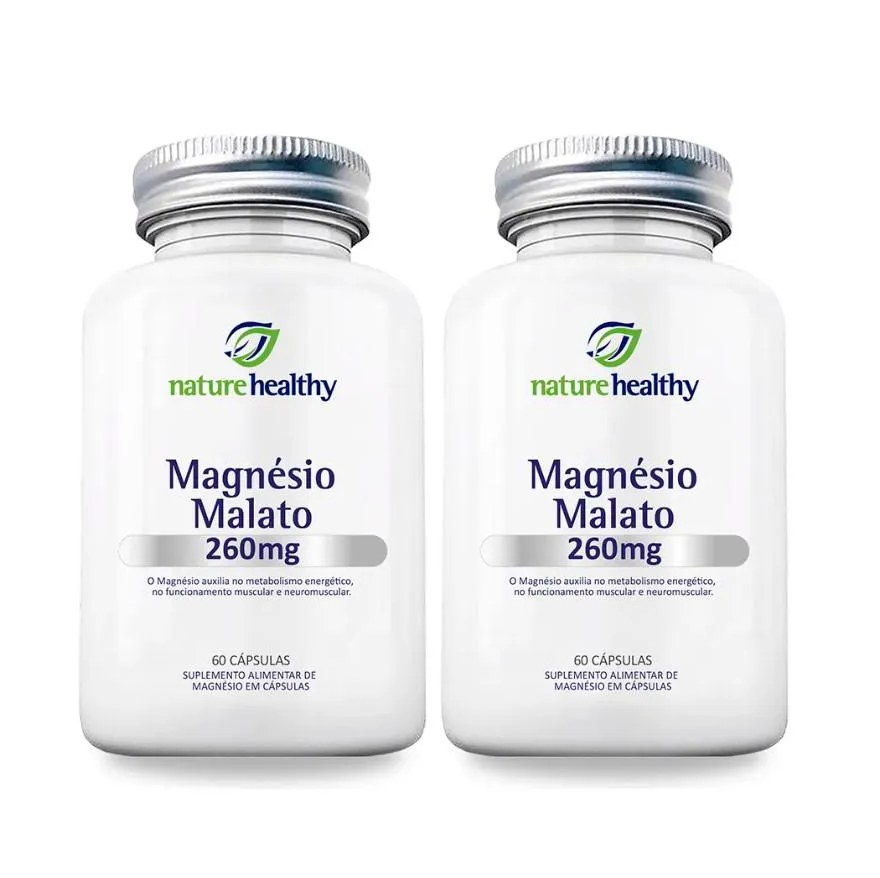 Kit C/ 2 Magnésio Malato 260mg Nature Healthy 60 Cápsulas
