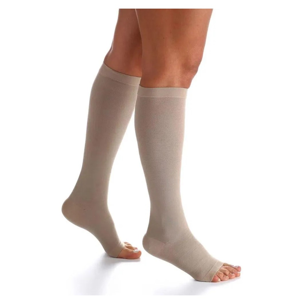Meia 3/4 Sigvaris Algodão Super 20-30mmhg Aberta Bege G3